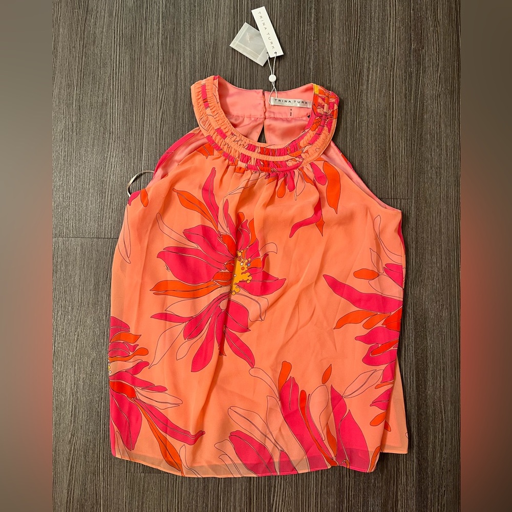 Trina Turk Tropical Floral Halter Top S NWT